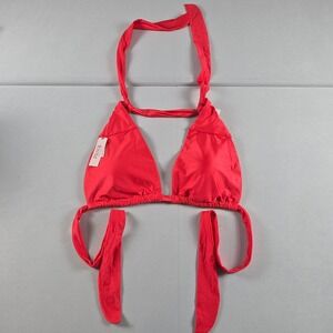 Victoria's Secret Swim Bikini Top Large Red Triangle Halter Tie String Beach